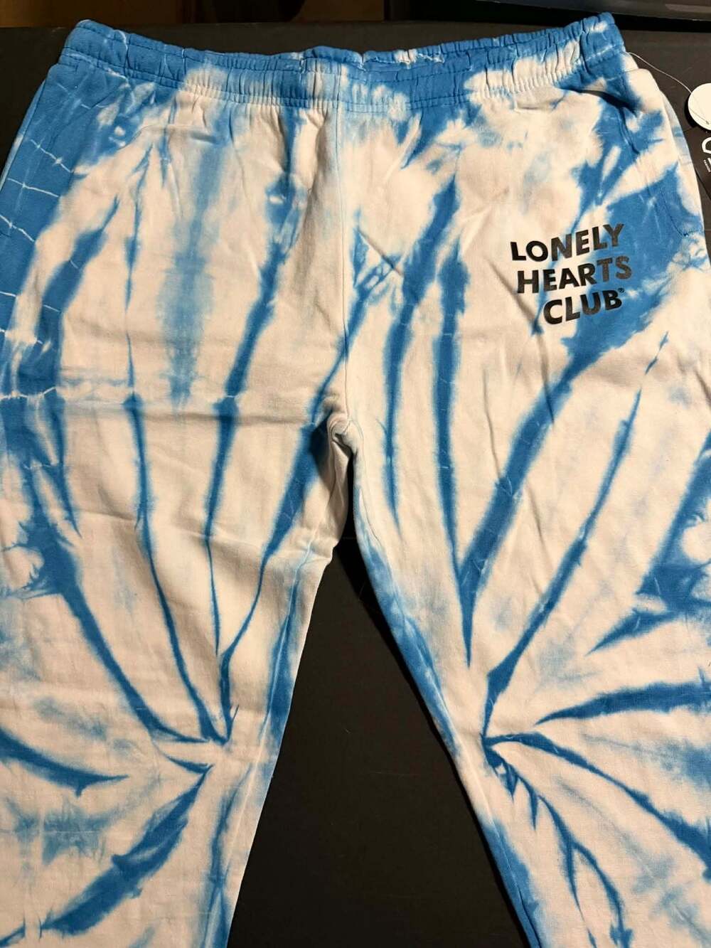 Massive Action Adult XL Blue and White Tie Dye Lonely Hearts Club Sweatpants